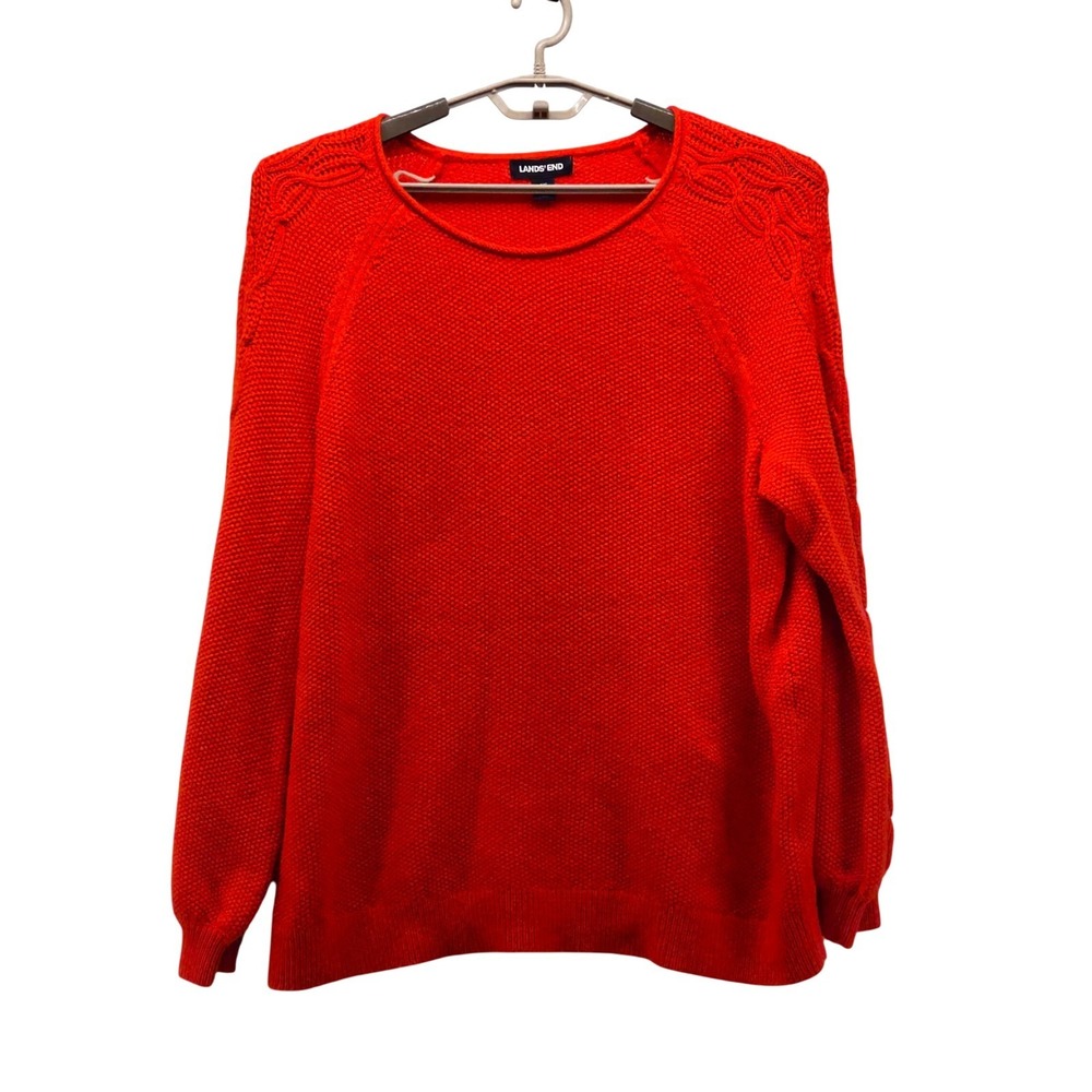 Lands End Cable Knit Sweater Orange‎ 2X